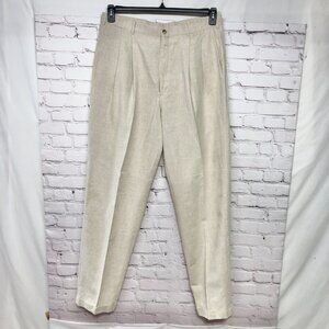 Trader Bay Beige 60% Linen Cuffed Office Breezy Lightweight Pants Sz 36x34